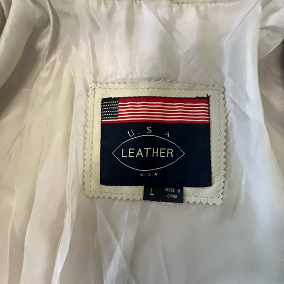 NWT VINTAGE USA Genuine Leather Jacket in Bone | Classic | Fall | Winter - Picture 7 of 13